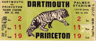 1950 Princeton-Dartmouth ticket